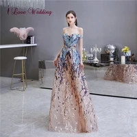 gorgeous 2022 off the shoulder shiny sequins evening party gown a line formal long evening dresses special occasion gown