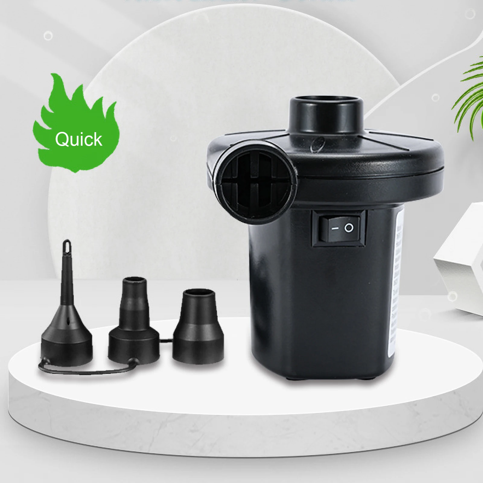 

2 in 1 Inflate & Deflate Electric Air Pump with 3 Nozzles Portable Quick Air Pump for Inflatables Air Mattress Air Bed