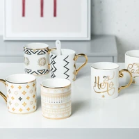 luxury gold totems mosaic mug geometric flamingo ceramic coffee mug gold breakfast milk water cup couple creative gifts