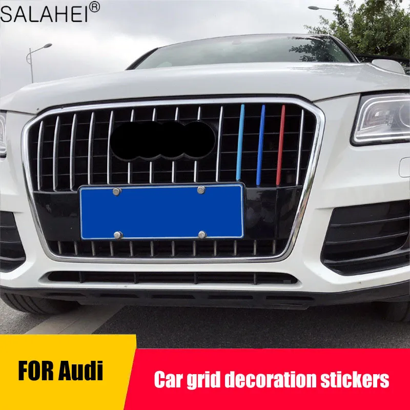 3Pcs Car Styling Front Bumper Air Grille Grill Decoration Strips Sticker Trim For Audi 2012-2015 Q3 2013-2018 Q5 Accessories - купить по
