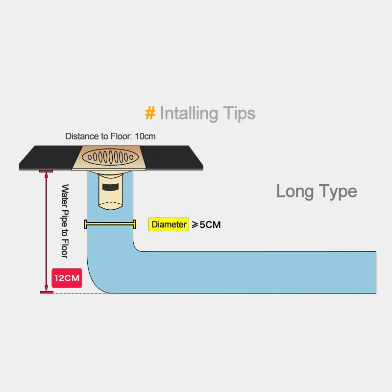 Душевая напольная дренажная решетка для ванной комнаты с защитой от