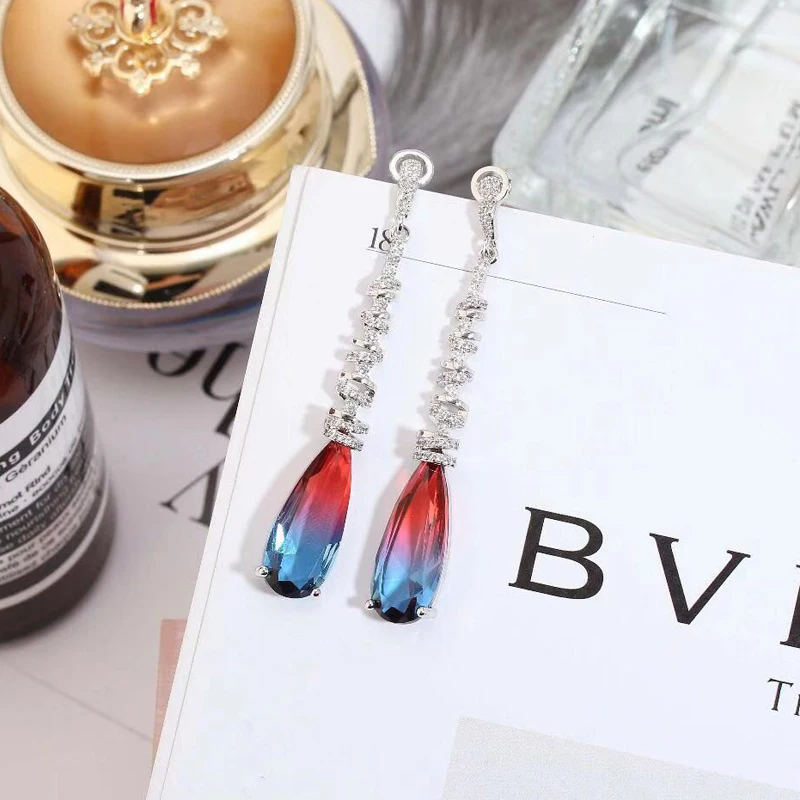 Женские винтажные серьги-подвески Be 8 длинные висячие серьги голубого цвета