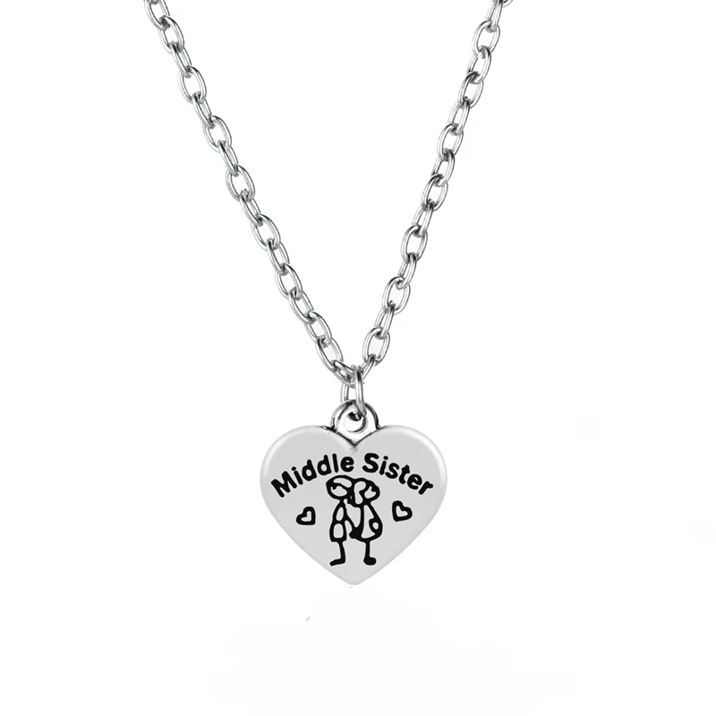 12 шт. подвеска в виде сердца средней сестры ожерелья для семьи лучшего друга