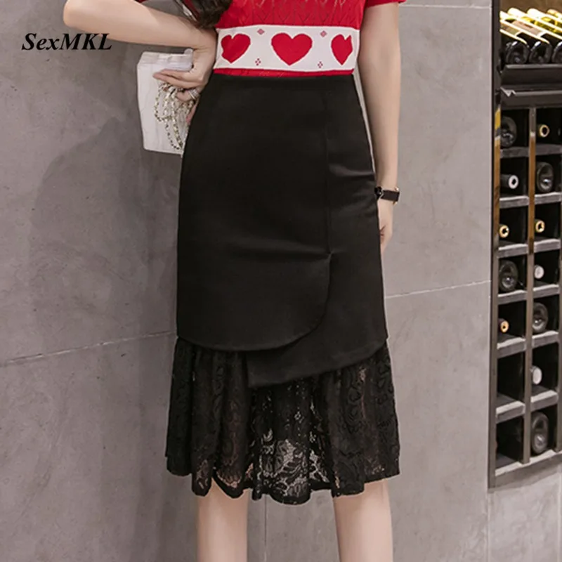 Женская длинная юбка-карандаш с завышенной талией в Корейском стиле | одежда