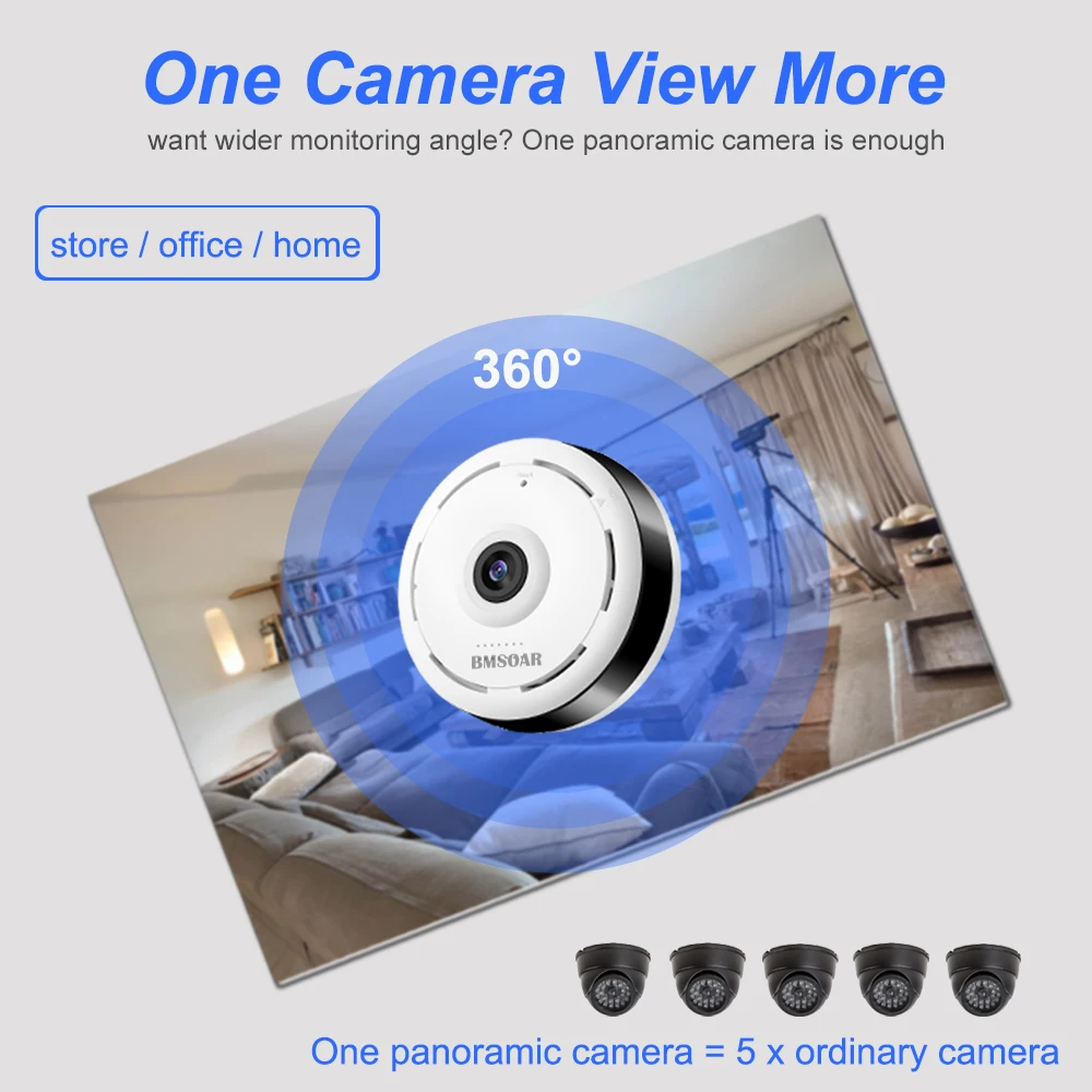 Wi Fi камера Bmsoar панорамная 360 градусов рыбий глаз 960P HD|Камеры видеонаблюдения| |