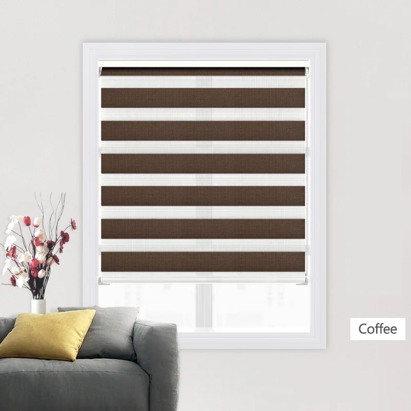 coffee Большая подзорная система, жалюзи Zebra, Индивидуальный размер 85%, затемняющие жалюзи для офиса/гостиной/спальни - Цвет: coffee