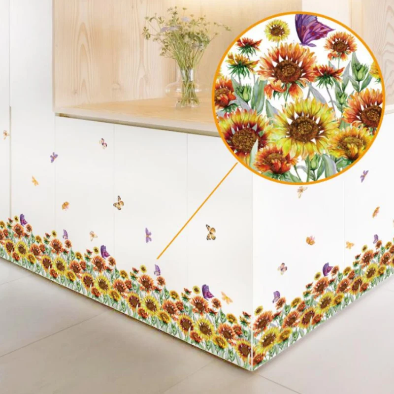 

Sunflower baseboard warm bedroom porch cabinet bay window bathroom background decorative wall stickers