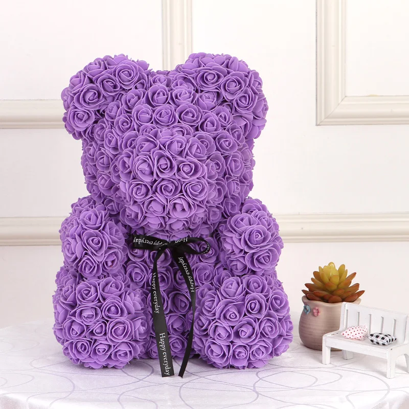 Purple 40cm Прямая, 25 см, пенопласт, розовый Мишка, цветы, подарок для подруги на день рождения, свадебные искусственные вечерние украшения для дома, подарок на день Святого Валентина - Цвет: Purple 40cm