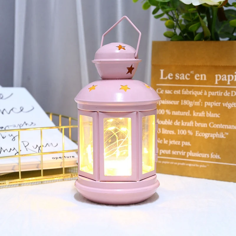 Retro Iron Star Candlestick European Romantic Wedding Candle Holder Lantern Pink Decor | Дом и сад
