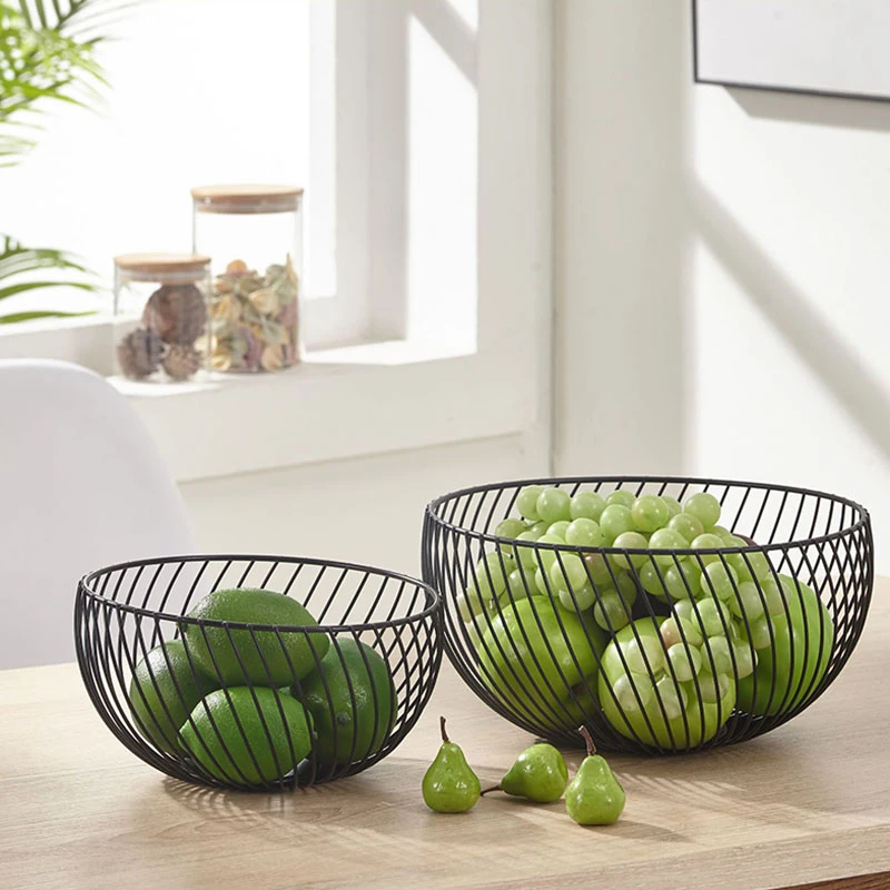 

Cast Iron Fruits Storage Basket Snacks Metal Household Desktop Arrangement Organizer