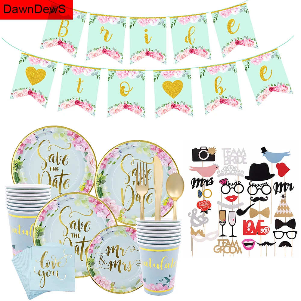 Одноразовая посуда для свадебных торжеств Свадебный декор Mr Mrs свадебные