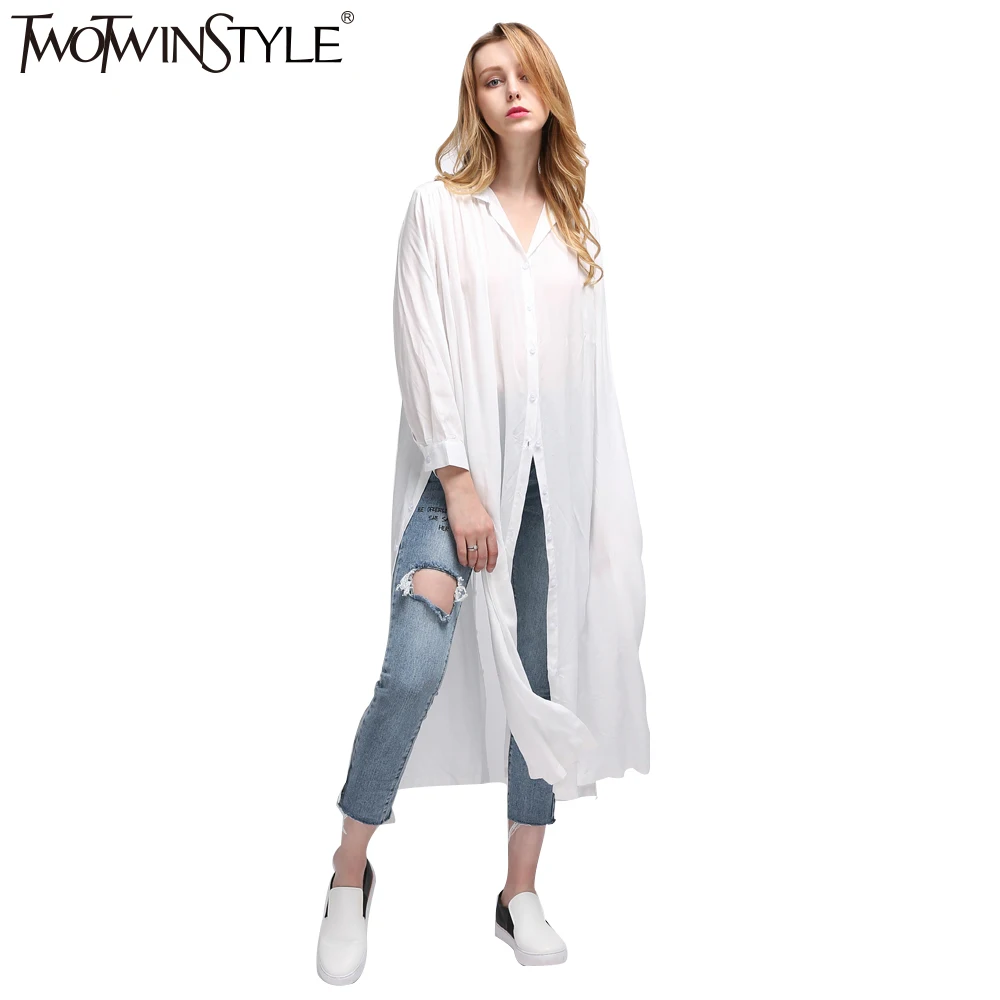 Женская Повседневная рубашка TWOTWINSTYLE белая и черная блузка с длинным рукавом