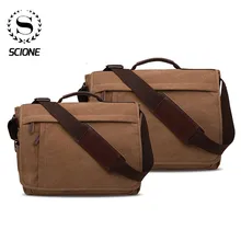 Scione Men Canvas Shoulder Bag Casual Men Retro Zipper laptop bag Crossbody Outdoor Bags Mens Travel School Shoulder Bag