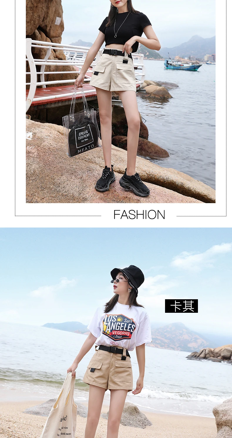3XL Plus Size Women Summer Shorts With Belt Streetwear Cargo Shorts Feminino BF Style Army Green Short Femme AQ704