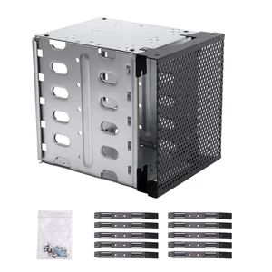 5 25inch to 5x 3 5 pc supplies external with fan space hard drive cage tray rack shelf stainless steel adapter large capacity free global shipping