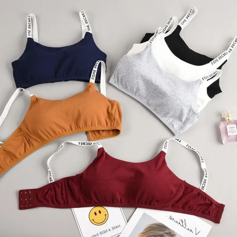 

Sexy seamless detachable padded sling cotton bra casual letter printing bra fitness breathable ladies bra