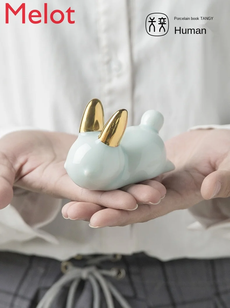 

Chinese Zodiac Sign of Rabbit Ceramic Decoration Car Supplies Rabbit Car Interior Decorations Car Decoration High-End and Cute