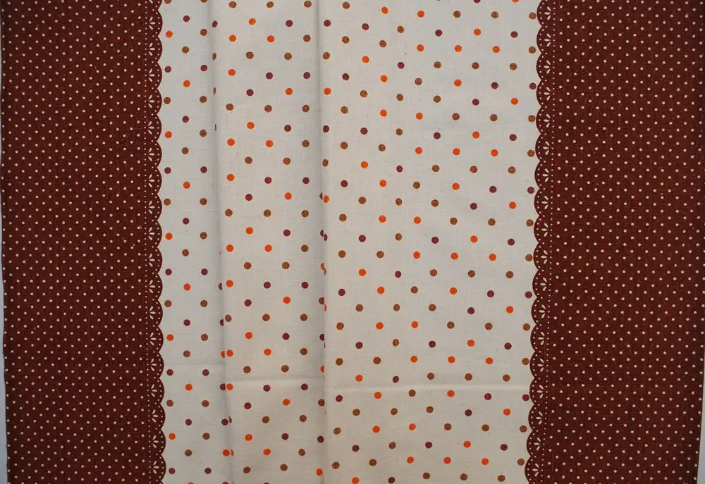 Хлопковая льняная ткань для шитья постельное белье в горошек (темно коричневый)