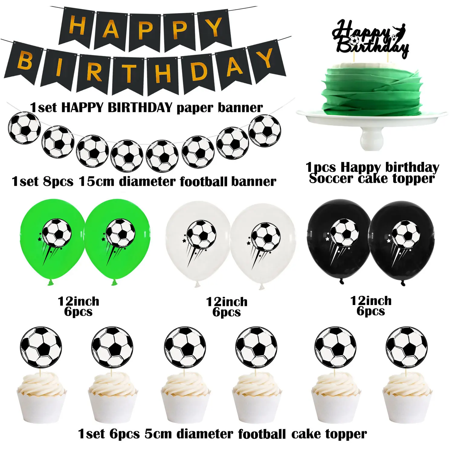 New Happy Birthday Football Flower Children's Football Theme Happy Birthday Party Decoration Balloon