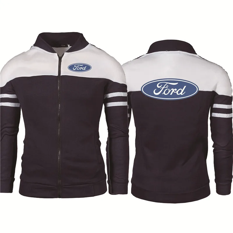 

Spring Autumn Men's Zip Jacket Ford car logo Printing Men's jackets Fashion Casual trend cotton High Quality Men's clothes