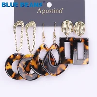 blue beans acrylic set earrings for women long leopard earrings set drop earrings fashion jewelry dangle earring boho girls cc