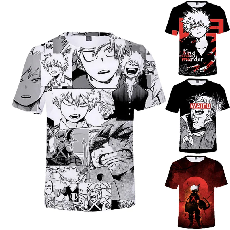 Футболка Boku No Hero Академия Bakugou женские и мужские футболки в стиле хип-хоп летняя
