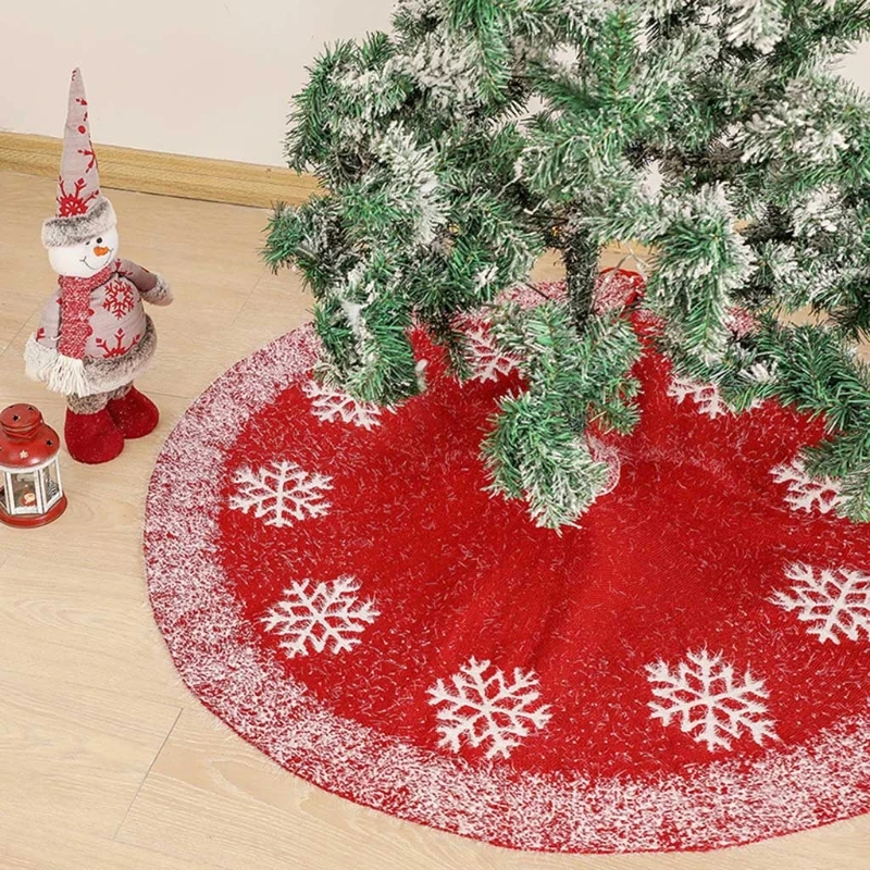 

Christmas Ornament Tree Skirt 47 Inch Snowflake Tree Collar Rustic Xmas Decorations Indoor Outdoor New Year Decor