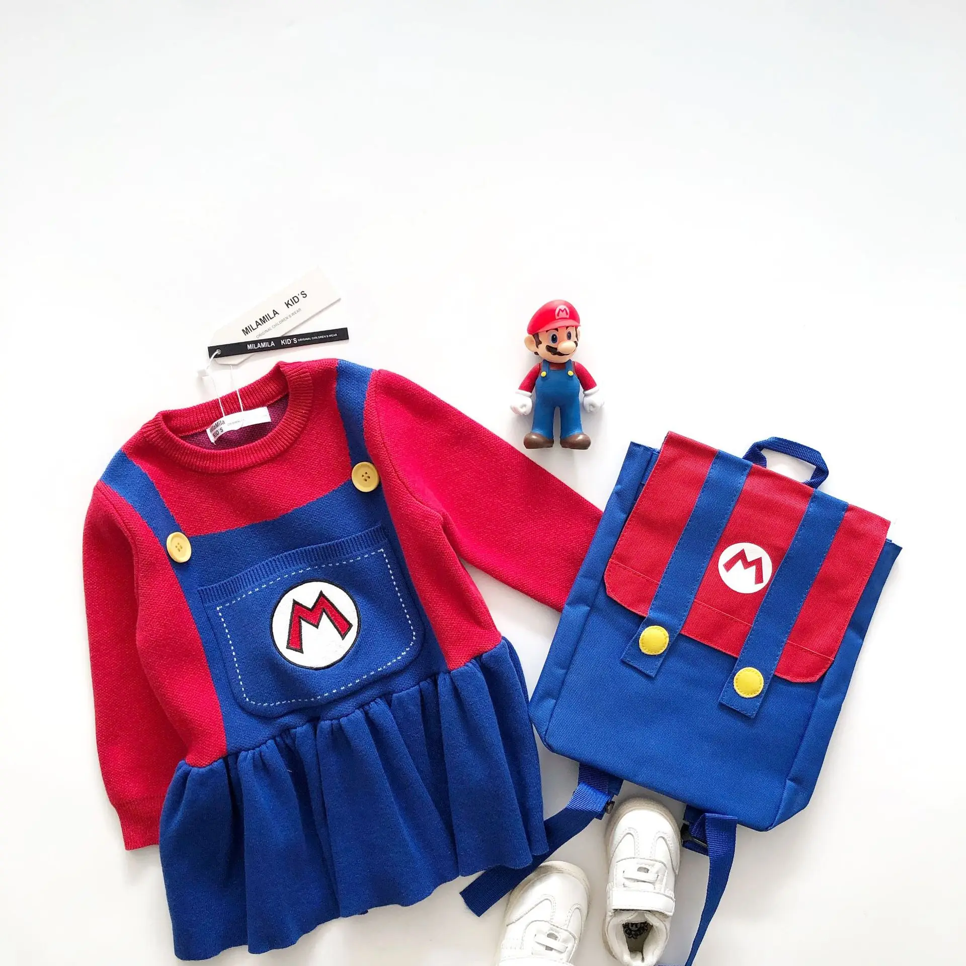 Tonytaobaby Autumn/Winter dress new boys and girls baby wear cute cartoon set with small school bag | Детская одежда и обувь