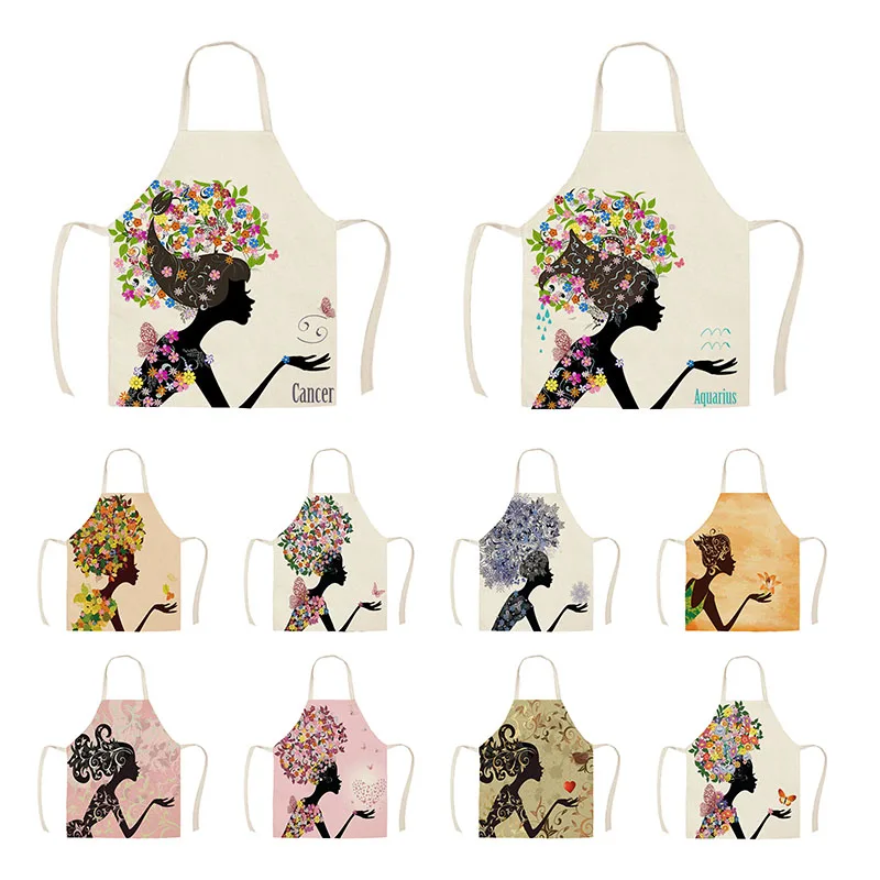 1 шт. фартуки из хлопка и льна с принтом бабочки|Фартуки| |