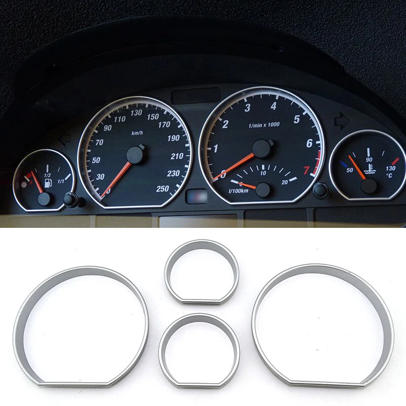 

4pcs Car Accessories Interior Decorative Speed Meter Gauge Cluster Bezel Dashboard Dial Dash Ring For BMW E46 M3 3 Series