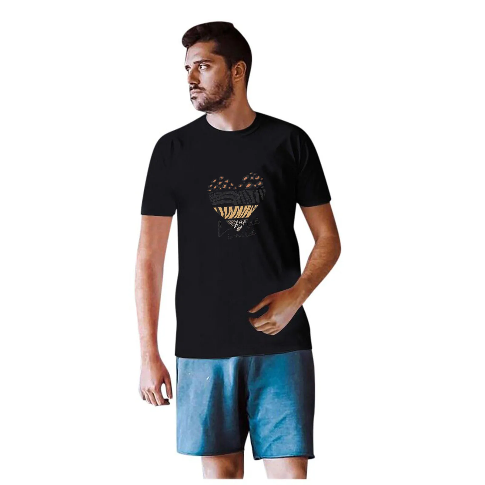 Mans Casual Short Sleeve Tops Ladies Valentine's Day Print Sweatshirt Blouse #S | Женская одежда