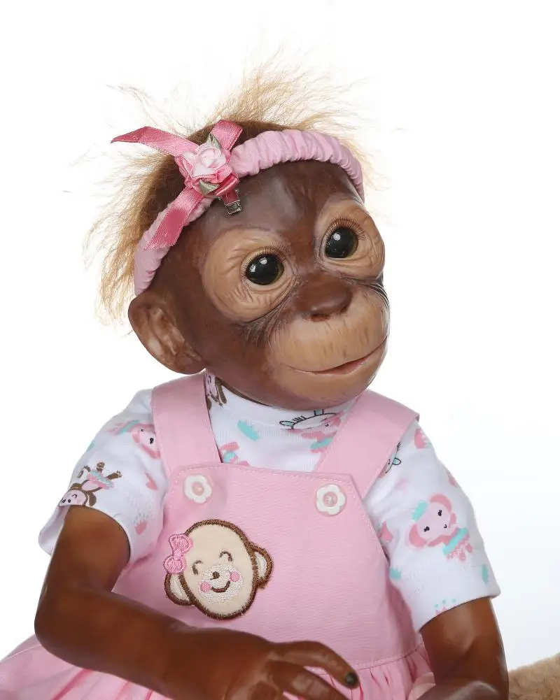 NPK New 52CM handmade detailed paint reborn baby Monkey newborn silicone doll Cosplay Apes bebe Boneca macaco | Игрушки и хобби