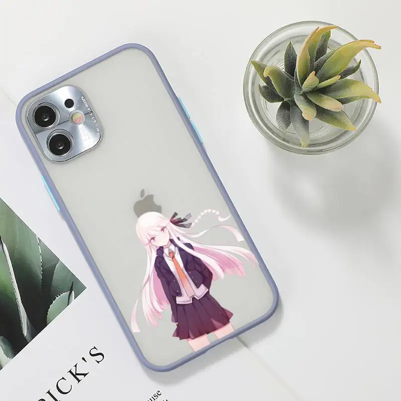 

Danganronpa Phone Case For iPhone 12 11 Mini Pro XR XS Max 7 8 Plus X Matte transparent Gray Back Cover
