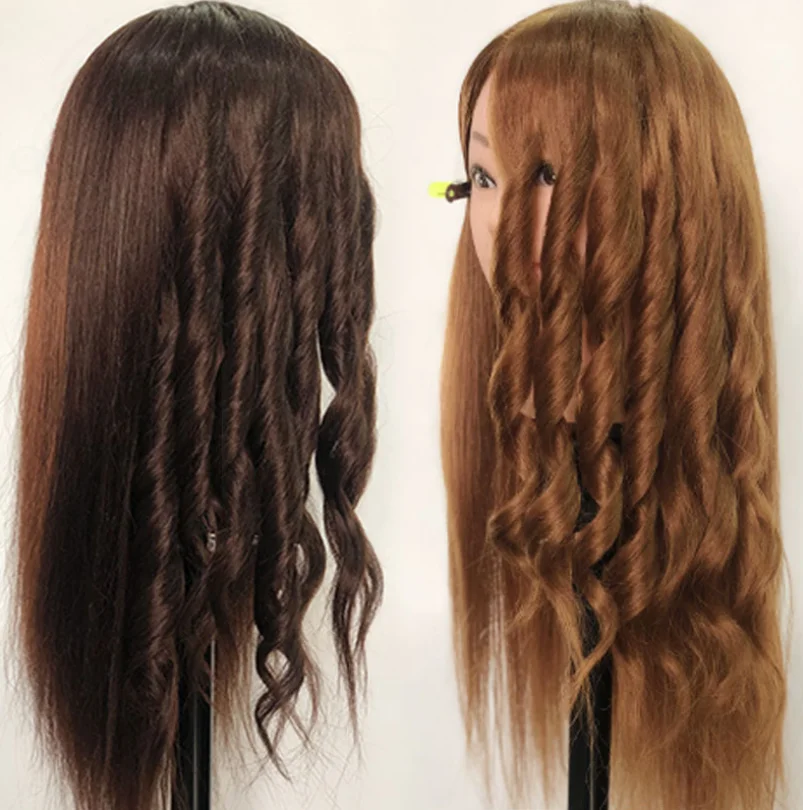 55-60CM Training Heads  85% Human Hair 60CM Styling Hairdressing Practice Curls Professional Mannequin Head Doll