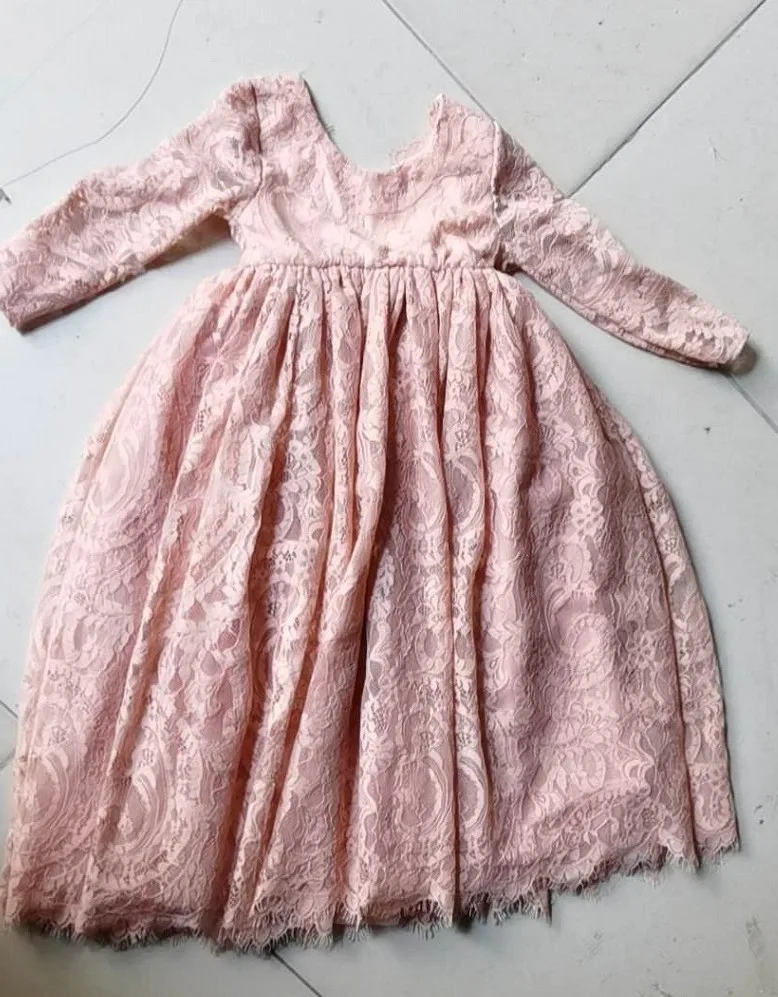 Новинка кружевное платье до щиколотки с длинными рукавами и ресничками для