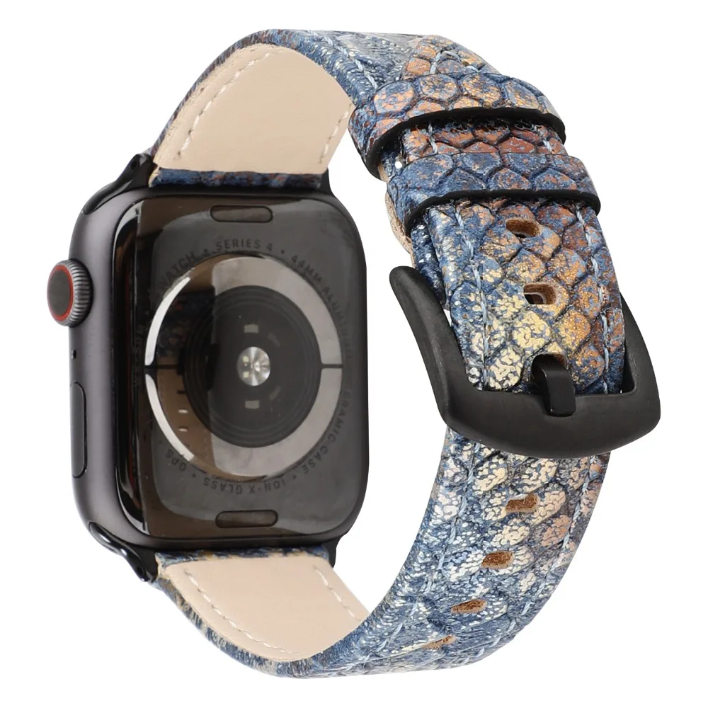 Ремешок Змеиный в стиле ретро для Apple Watch Band Series 4 3 2 1 кожаный сменный Браслет iWatch 44