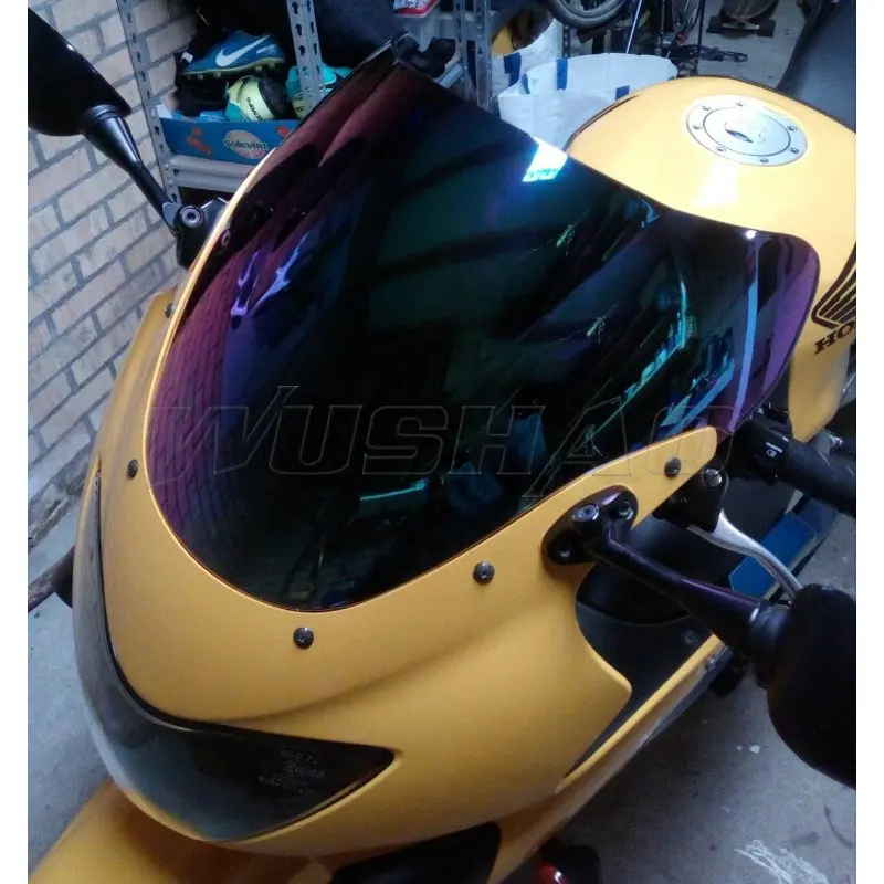 Мотоцикл двойной пузырь лобовое стекло ветер экран для 1999 2000 Honda CBR600F F4 CBR 600 F 600F CBR600F4 99 00 черный Иридиум - Цвет: Black Iridium