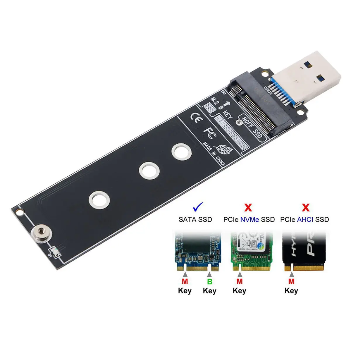 Внешний адаптер Jimier USB 3 0 для NGFF M2 B/M-key SSD |