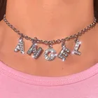 Женское Ожерелье в стиле Харадзюку с изображением буквы из кристаллов ангела, колье в стиле панк для пар, ожерелье-чокер, Прямая поставка