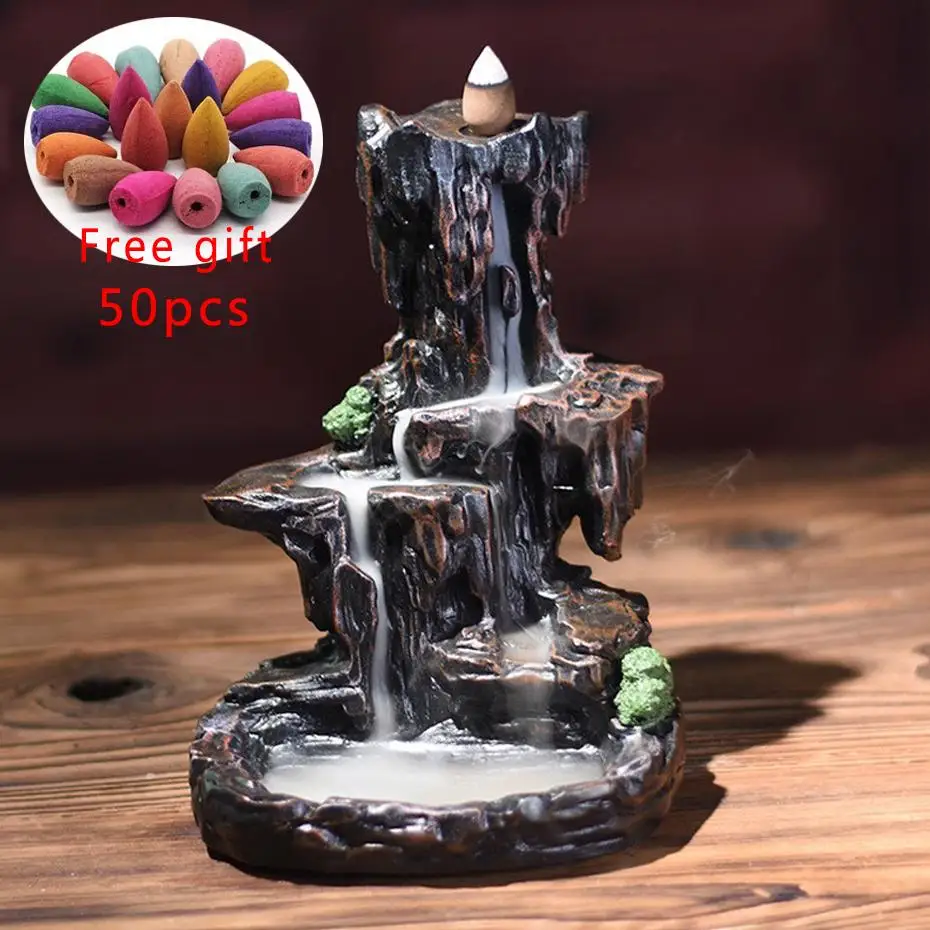 Оптовая продажа декор дзен дракона водопад конус держатель кадильница подставка