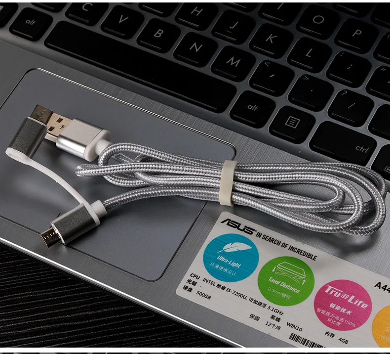 SIlver 2 в 1 USB кабель type C Micro USB кабель для быстрой зарядки многофункциональный USB C нейлоновая оплетка для samsung S9 Android кабели для мобильных телефонов - Цвет: SIlver