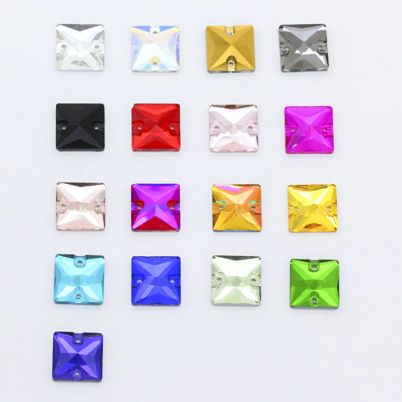 45p 10 мм в ассортименте квадратная плоская спина Пришивные граненые хрустальные