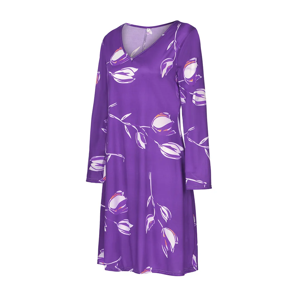 2019 весенне-осеннее Новое Женское женское Свободное платье с длинным рукавом и