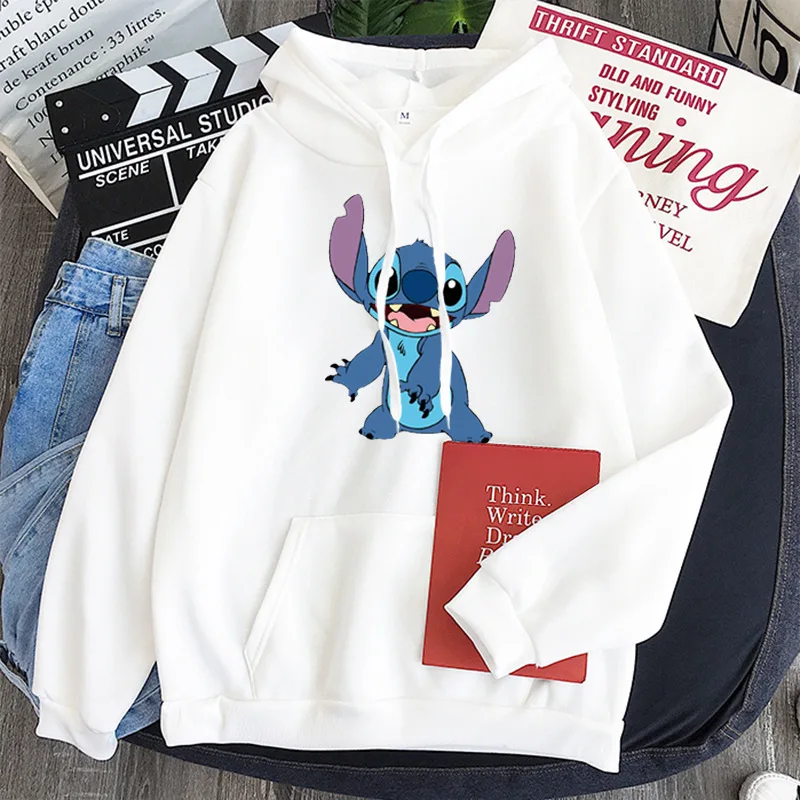 Europe US Size Disney Stitch Hoodies Sweatshirt for Women/Man Fleece Thick Warm Sports Sweatshirt 2021 Fall Casual Loose Jumper