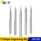 CMCP гравировальные биты 10 шт. 2030456090 градусов прямые V-образные твердосплавные концевые фрезы 3,175 хвостовик фреза с ЧПУ для деревообработки