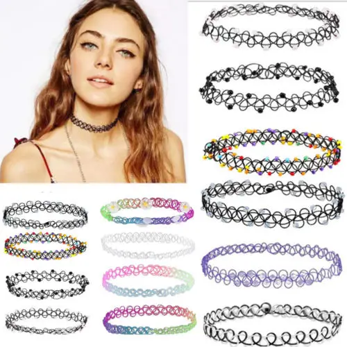 12 шт популярный элемент Женский Винтаж готика черный кружевной чокер Ретро панк