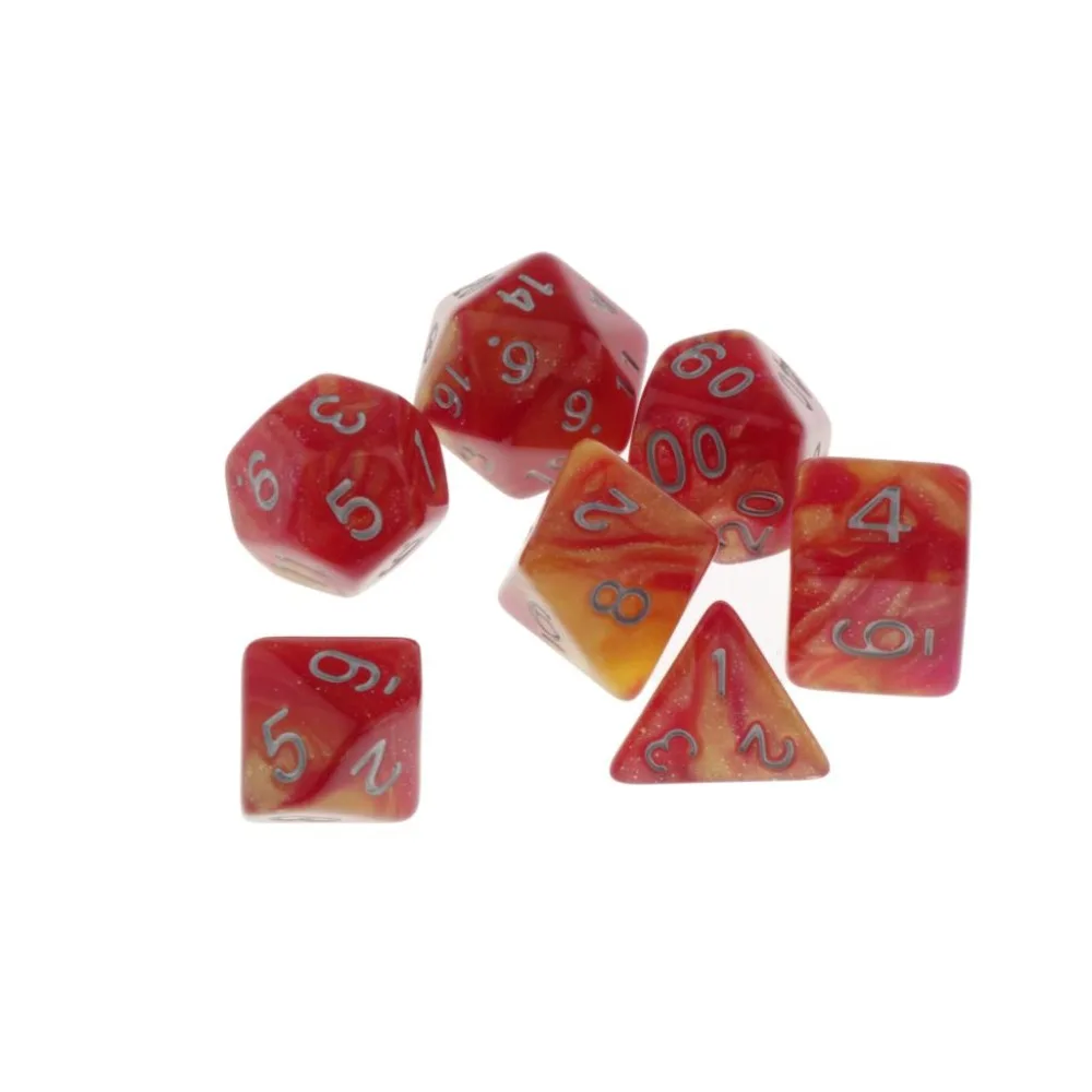 MagiDeal, 7 штук, многогранные кости для подземелий и драконов, D20, D12, D10, D8, D6, D4, настольные игры+ вечерние кубики