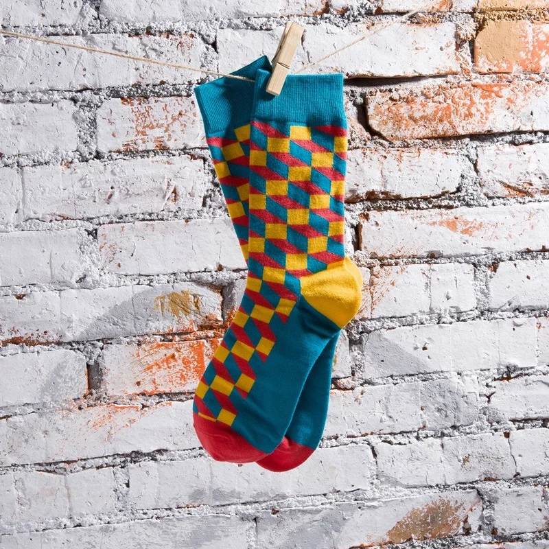 

Cotton Socks Checkered Personality Style Retro Color Men's Socks Colorful Street Trend Men's Socks Cotton Socks for Man Stocking