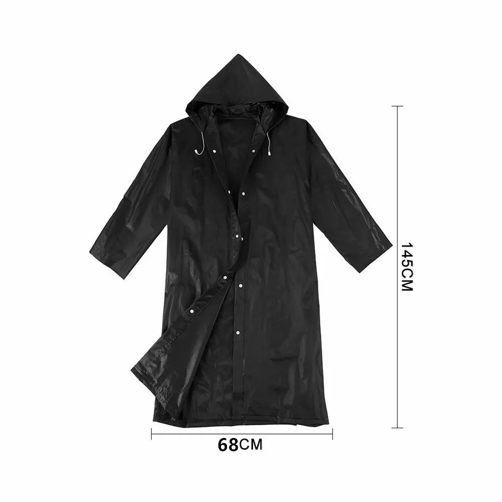 1PC Fashion EVA Unisex Raincoat Thickened Waterproof Rain Coat Women Men Black Camping Waterproof Rainwear Suit 145*68CM images - 6