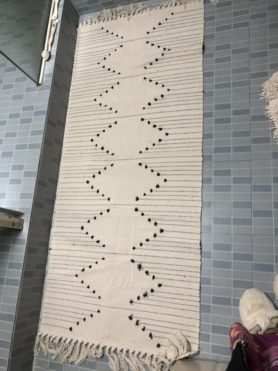 Двусторонний коврик ручной работы из 100% хлопка бежевая Геометрическая дорожка с